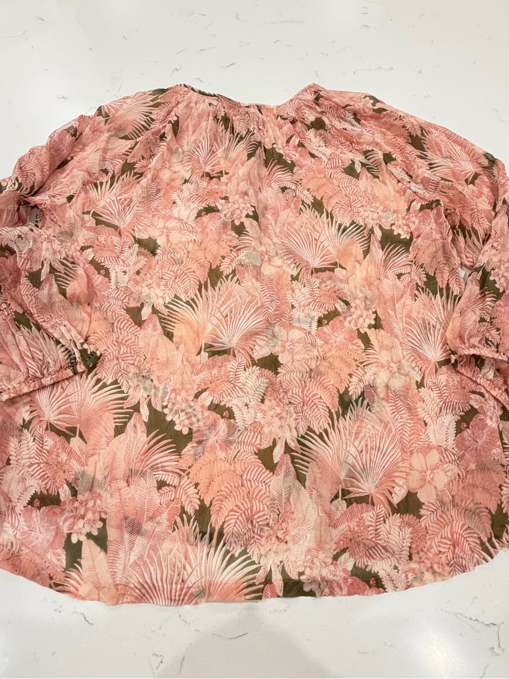 Silk Tommy Bahama Pink Button-Front Blouse Top Tropical Coastal Boho Medium - Picture 11 of 11